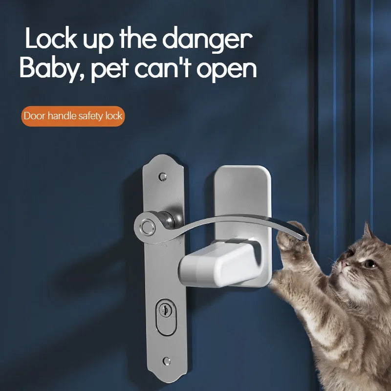 Door Lever Lock Child Pets Safety Lock Door Handle Fixed Anti-theft For Door Children Safety Care Door Stops - Bellarte Enchanté Door Lever Lock Child Pets Safety Lock Door Handle Fixed Anti-theft For Door Children Safety Care Door Stops